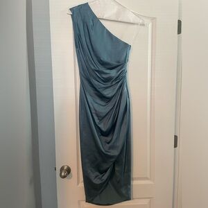 Teal One Shoulder Formal Dress